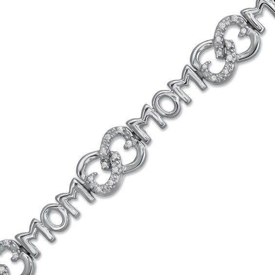 1/5 CT. T.W. Diamond "MOM" Heart Bracelet in Sterling Silver Zales