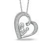 Thumbnail Image 0 of 1/5 CT. T.W. Diamond Motherly Love Tilted Heart Pendant in Sterling Silver