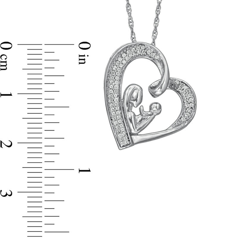 1/5 CT. T.W. Diamond Motherly Love Tilted Heart Pendant in Sterling Silver