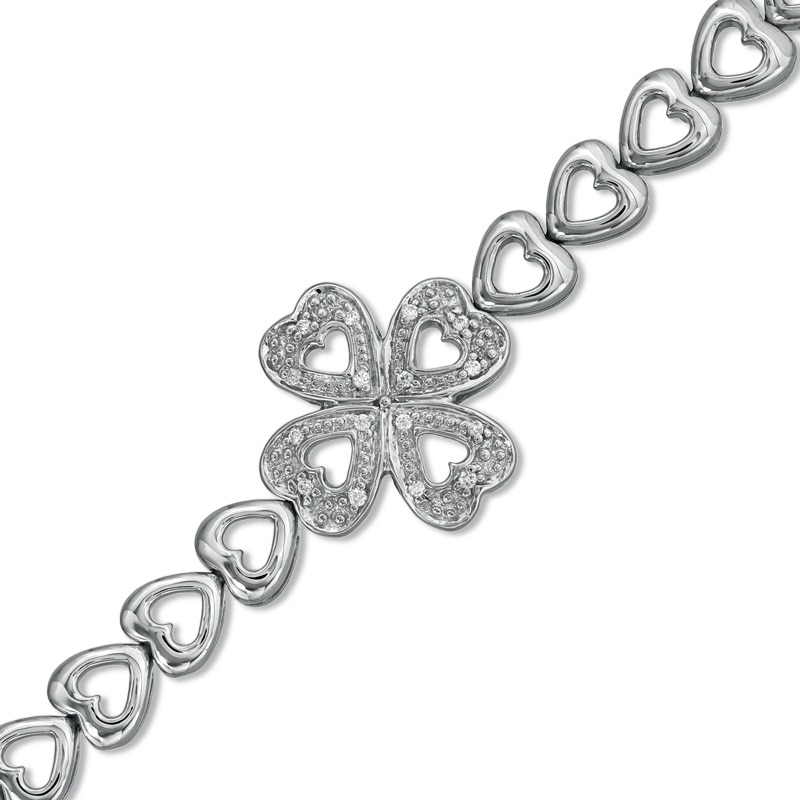 1/20 CT. T.W. Diamond Clover Bracelet in Sterling Silver