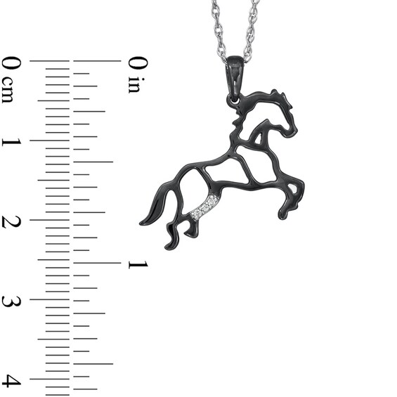 Diamond Accent Stallion Horse Pendant in Black Rhodium Sterling Silver
