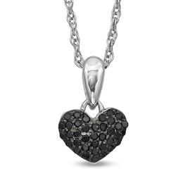 1/10 CT. T.W. Black Diamond Puffed Heart Pendant in Sterling Silver
