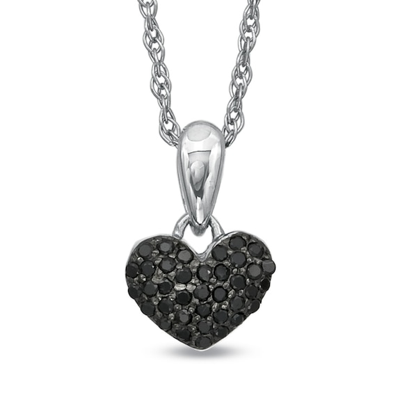 1/10 CT. T.w. Black Diamond Puffed Heart Pendant in Sterling Silver