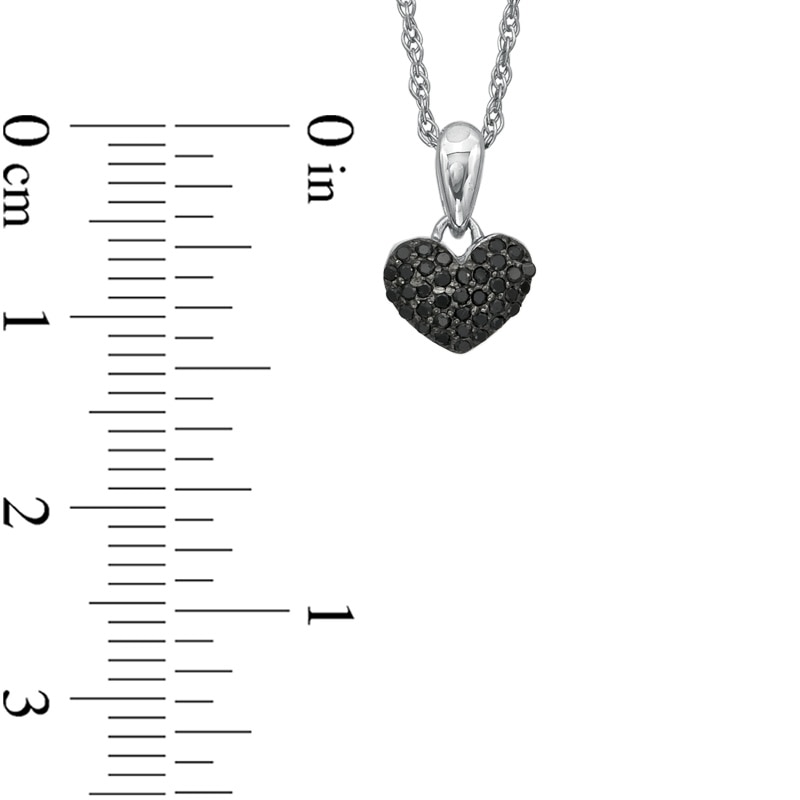 Main Image 2 of 1/10 CT. T.W. Black Diamond Puffed Heart Pendant in Sterling Silver