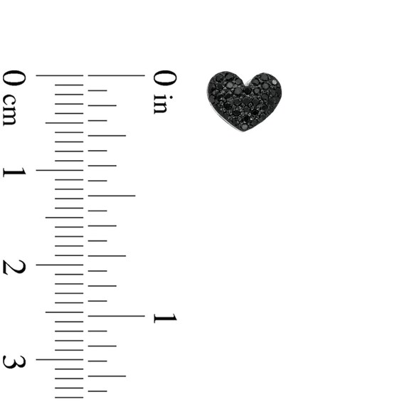 1/5 CT. T.w. Black Diamond Puffed Heart Stud Earrings in Sterling Silver