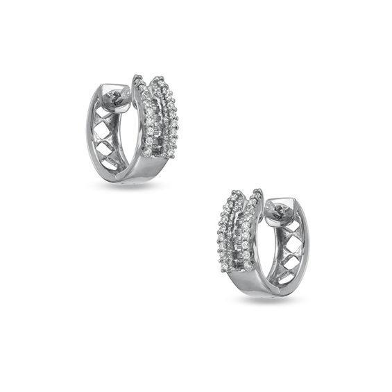1 4 Ct T W Diamond Huggie Earrings In 10k White Gold Online T W Diamond Huggie Earrings In 10k White Gold