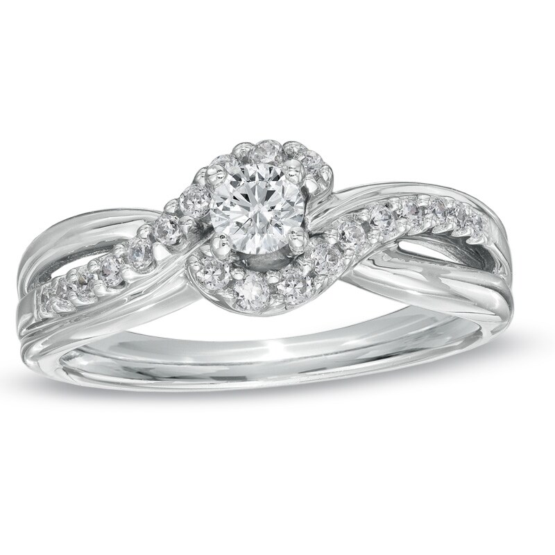 Main Image 1 of 1/2 CT. T.W. Diamond Twist Engagement Ring in 14K White Gold