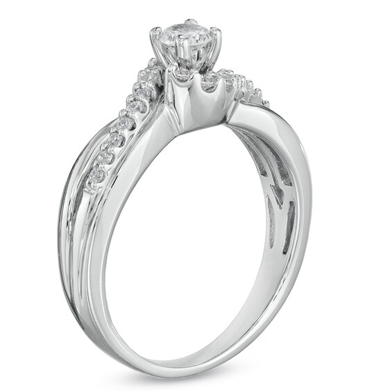 1/2 CT. T.w. Diamond Twist Engagement Ring in 14K White Gold