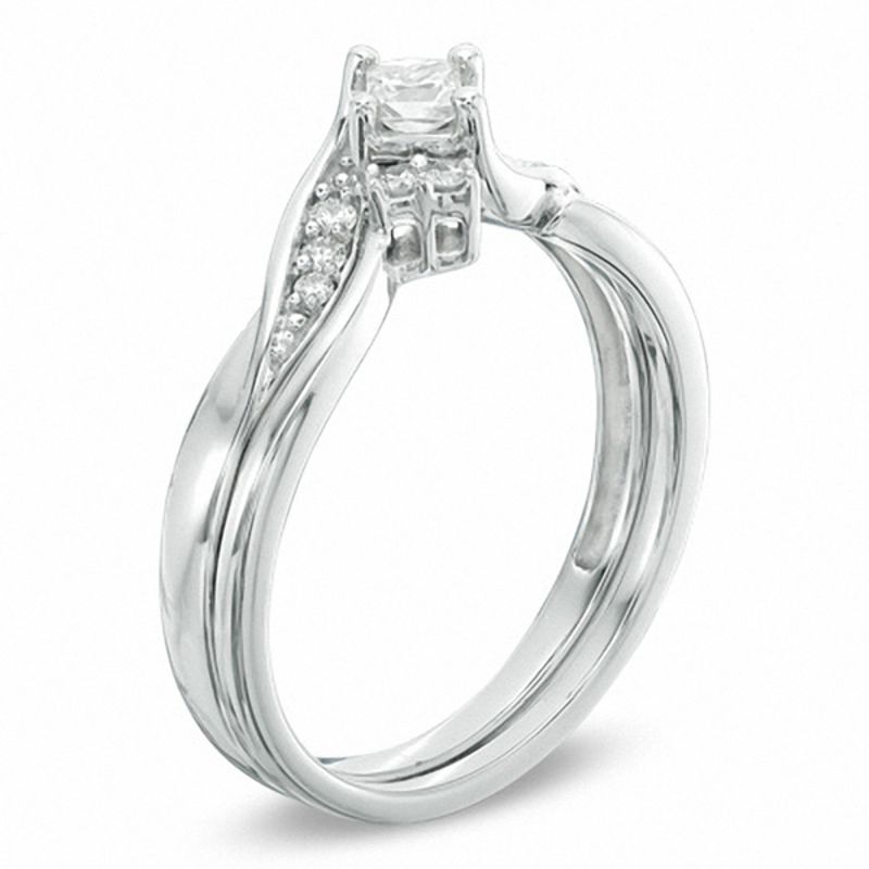 Silver Halo Milgrain CZ Cocktail Wedding Engagement Ring