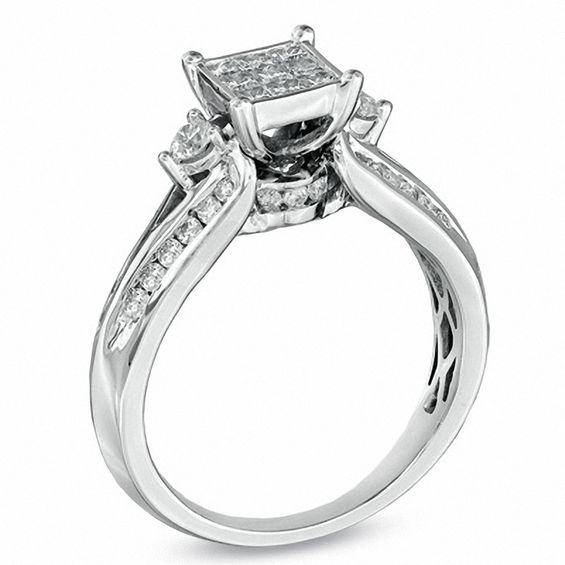 3/4 CT. T.w. Princess-Cut Composite Diamond Engagement Ring in 10K White Gold