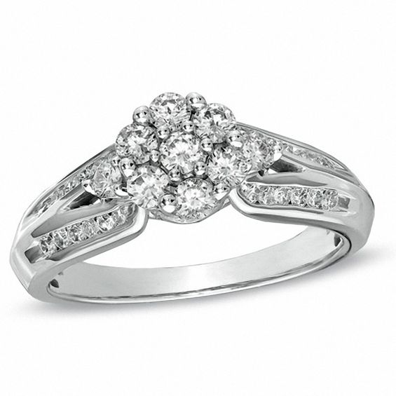3/4 CT. T.w. Composite Diamond Engagement Ring in 10K White Gold