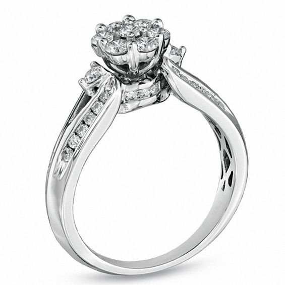 3/4 CT. T.w. Composite Diamond Engagement Ring in 10K White Gold