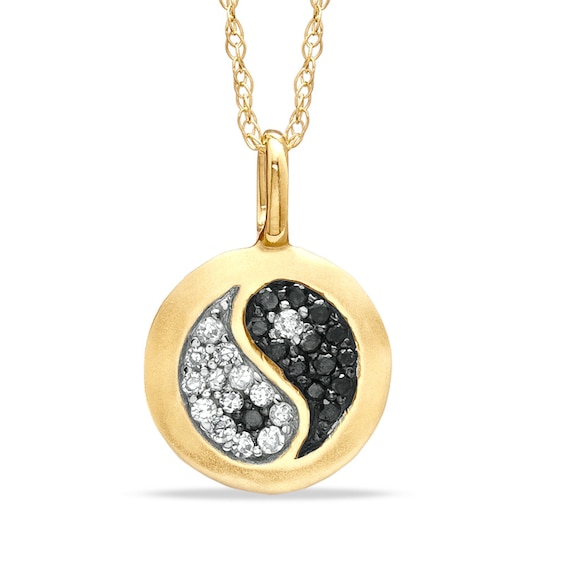 1/10 CT. T.w. Enhanced Black and White Diamond Ying Yang Pendant in 10K Gold