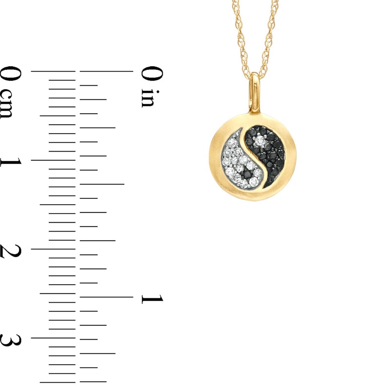 Main Image 2 of 1/10 CT. T.W. Enhanced Black and White Diamond Ying Yang Pendant in 10K Gold