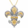 Thumbnail Image 1 of 1/2 CT. T.W. Enhanced Yellow and White Diamond Fleur-de-Lis Pendant in 10K Gold