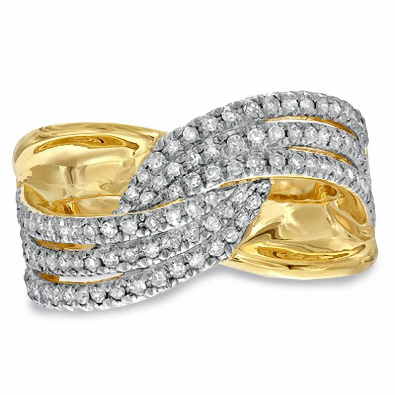 Main Image 1 of 1/2 CT. T.W. Diamond Twist Split Shank Ring in 14K Gold