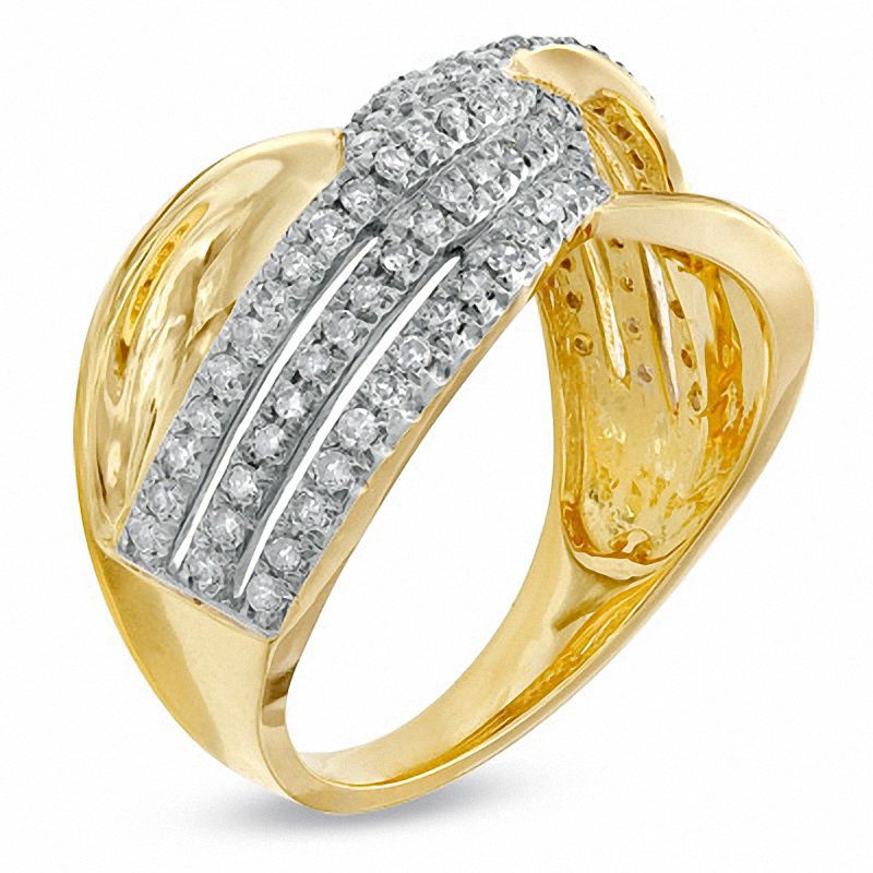 Main Image 2 of 1/2 CT. T.W. Diamond Twist Split Shank Ring in 14K Gold