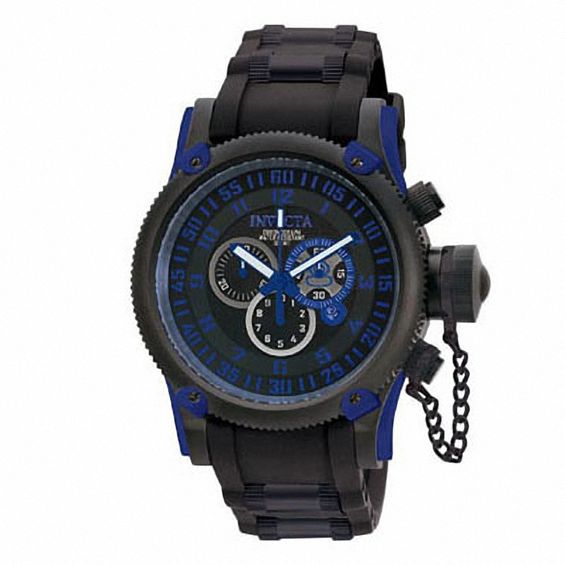 Men's' Invicta Russian Diver Chronograph Strap Watch with Black Dial (Model: 0518)