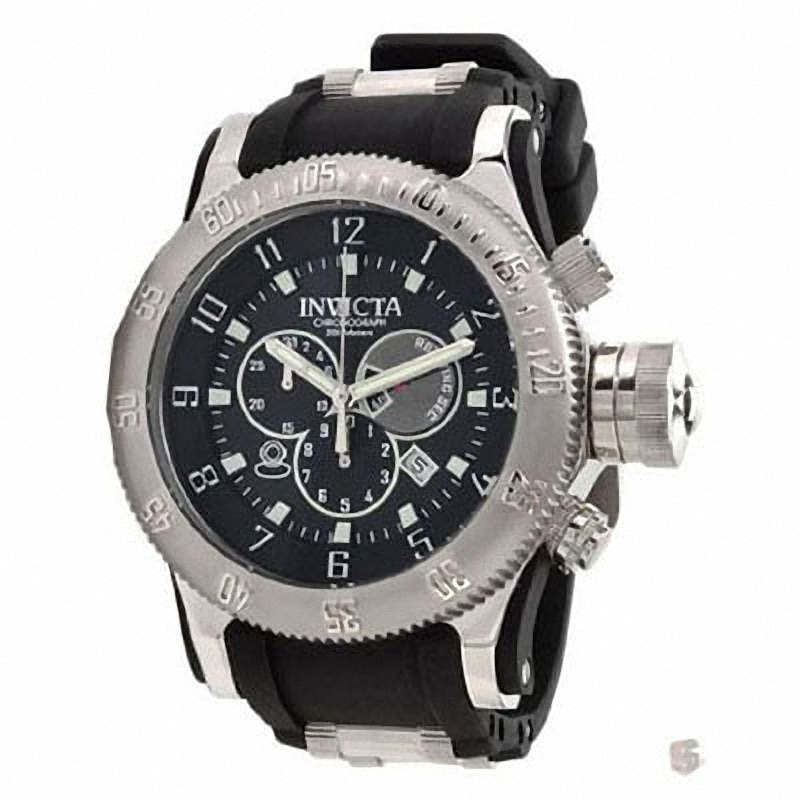 Main Image 1 of Men's Invicta Russian Diver Chronograph Strap Watch with Black Dial (Model: 0803)