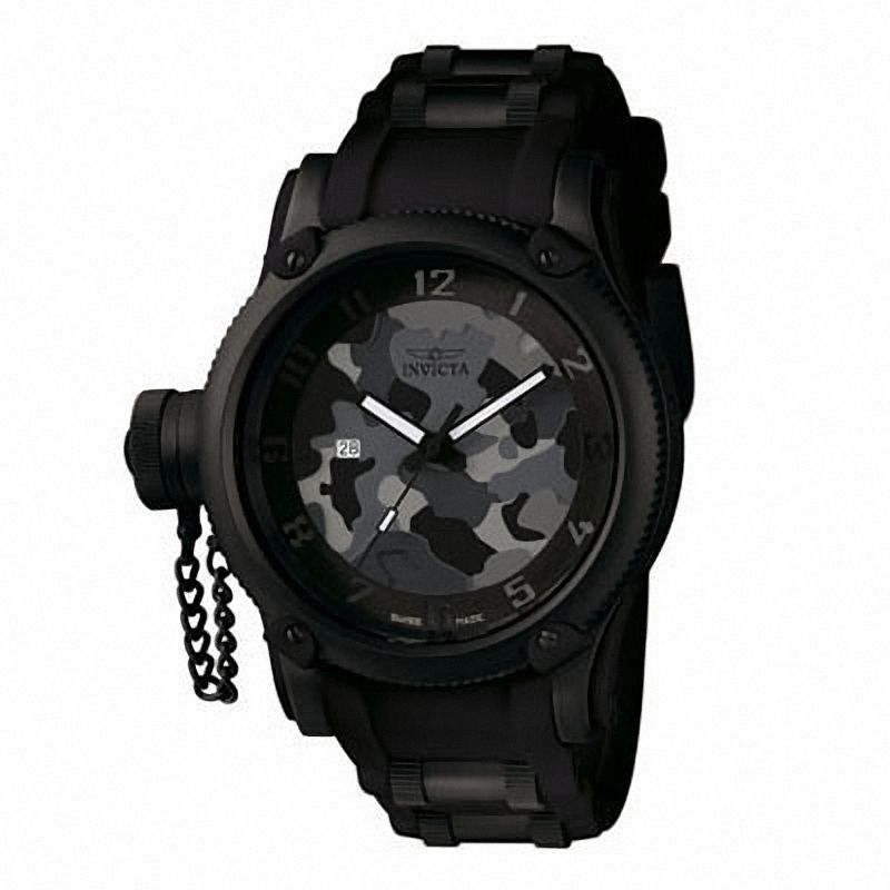 Main Image 1 of Men's Invicta Russian Diver Black Strap Watch with Black Camouflage Dial (Model: 1199)