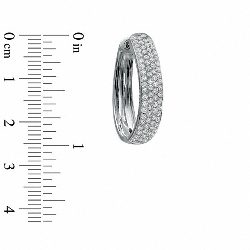Main Image 2 of 1-1/2 CT. T.W. Diamond Pavé Hoop Earrings in 14K White Gold