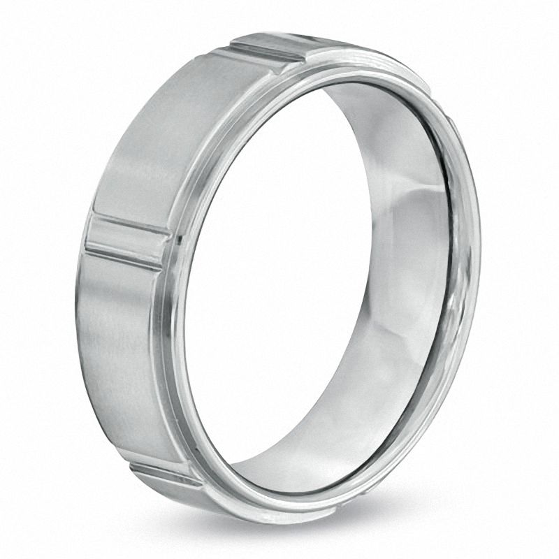 Main Image 2 of 7.0mm Etched Titanium Wedding Band - Size 9