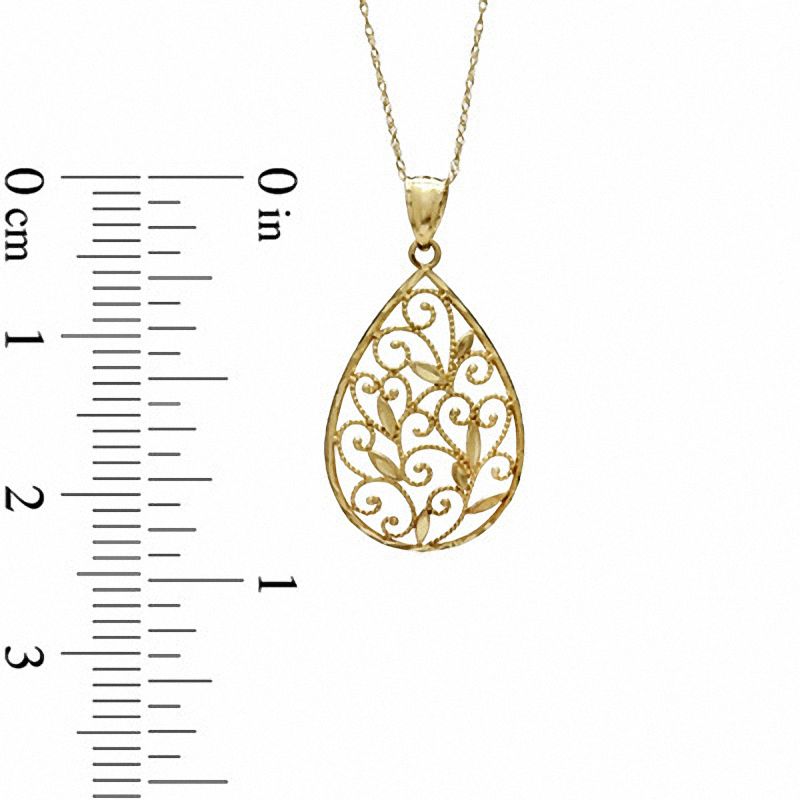 Main Image 2 of Teardrop Heart Lace Pendant and Earring Set in 10K Gold