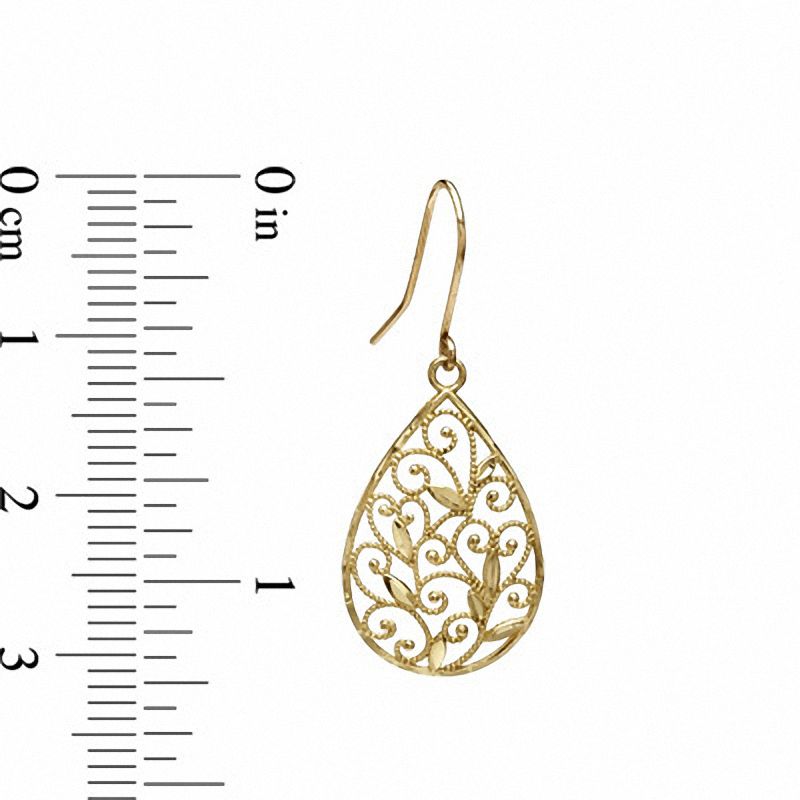 Main Image 3 of Teardrop Heart Lace Pendant and Earring Set in 10K Gold