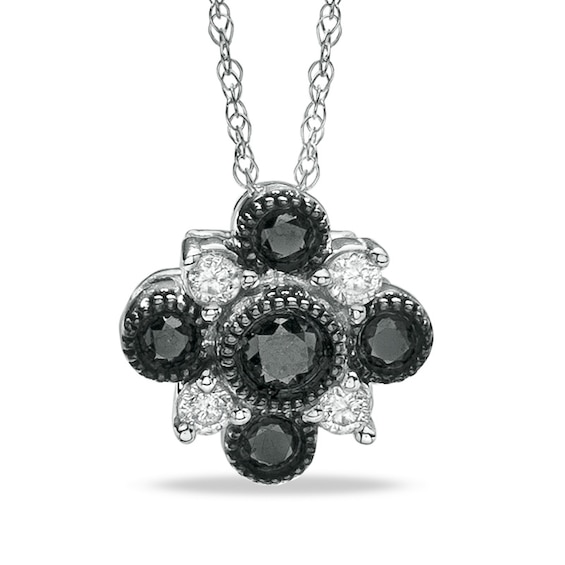 1/3 CT. T.w. Enhanced Black and White Diamond Pendant in 10K White Gold