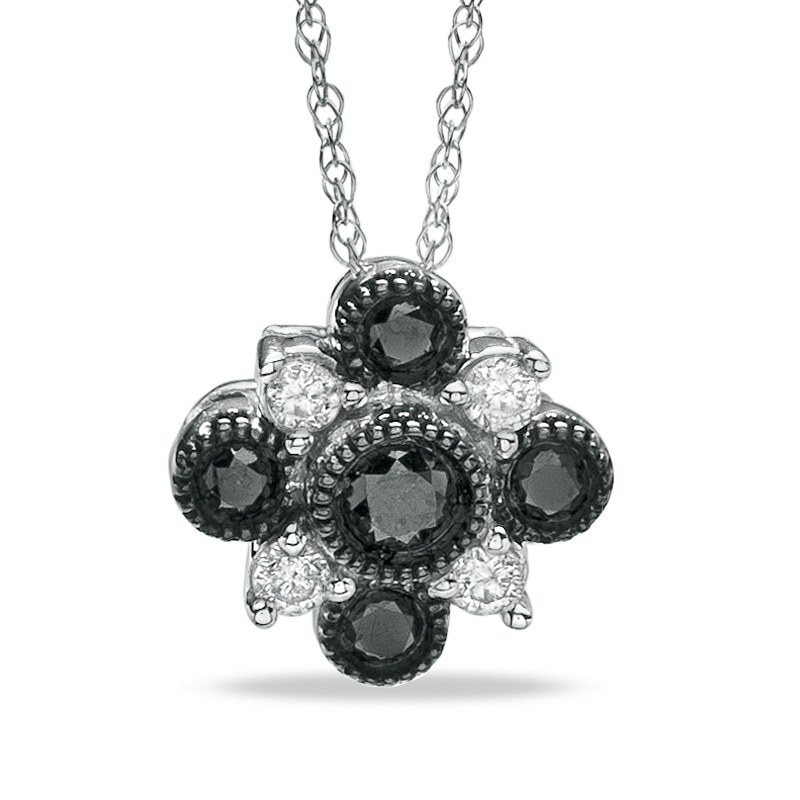 Main Image 1 of 1/3 CT. T.W. Enhanced Black and White Diamond Pendant in 10K White Gold