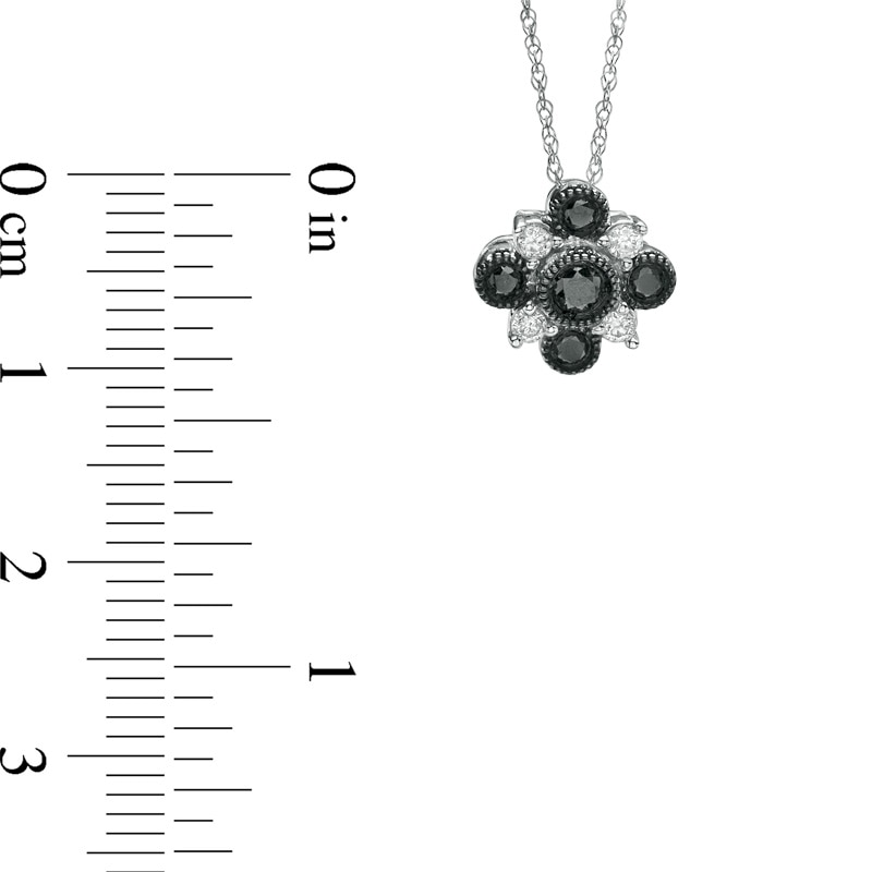 Main Image 2 of 1/3 CT. T.W. Enhanced Black and White Diamond Pendant in 10K White Gold