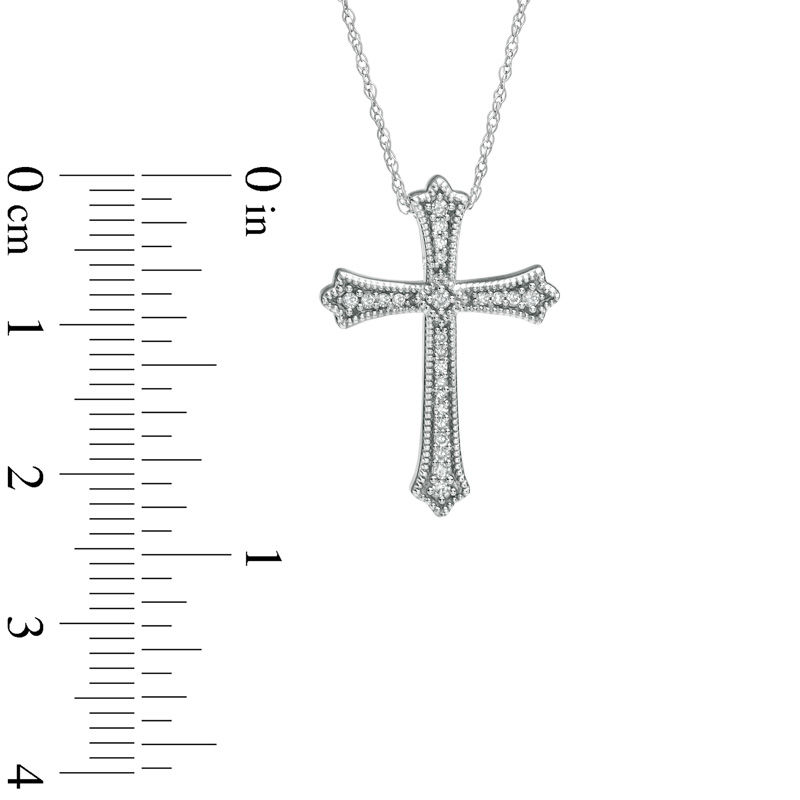 1/10 CT. T.W. Diamond Cross Pendant in 10K White Gold | Zales