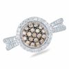 Thumbnail Image 1 of 1/2 CT. T.W. Champagne and White Diamond Frame Ring in 10K White Gold