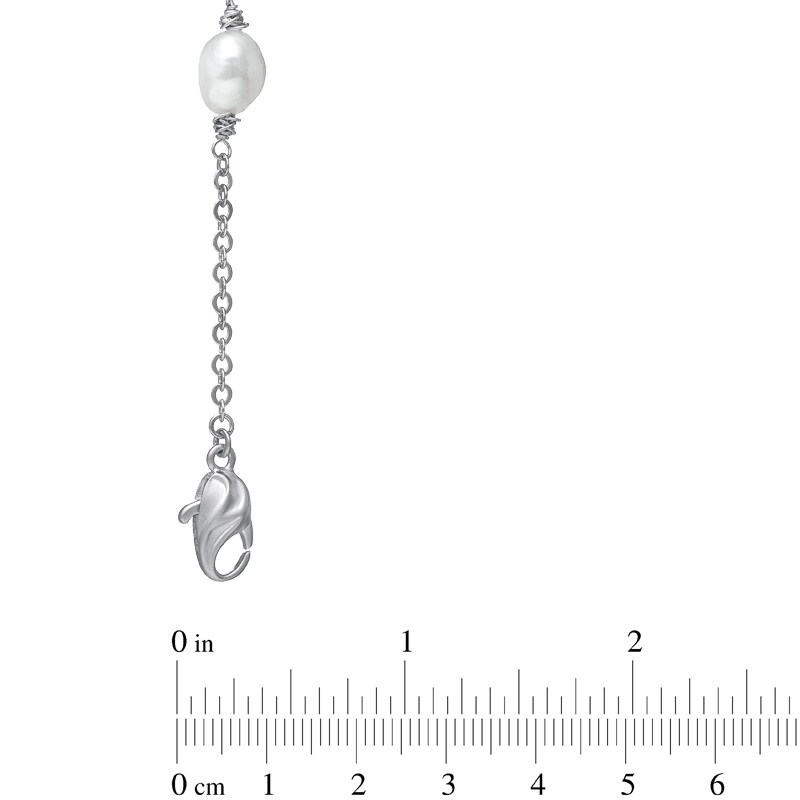 Main Image 2 of Honora 8.0-9.0mm Baroque Crush Freshwater Cultured Pearl Station Bracelet in Sterling Silver-7.5"