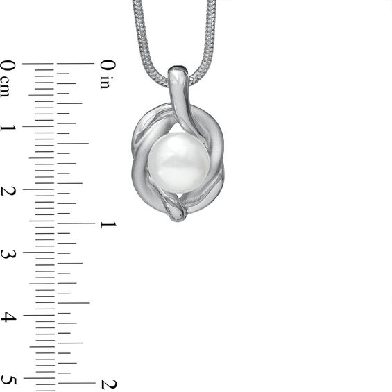 Honora 9.5 - 10mm Button Cultured Freshwater Pearl Knot Pendant in Sterling Silver