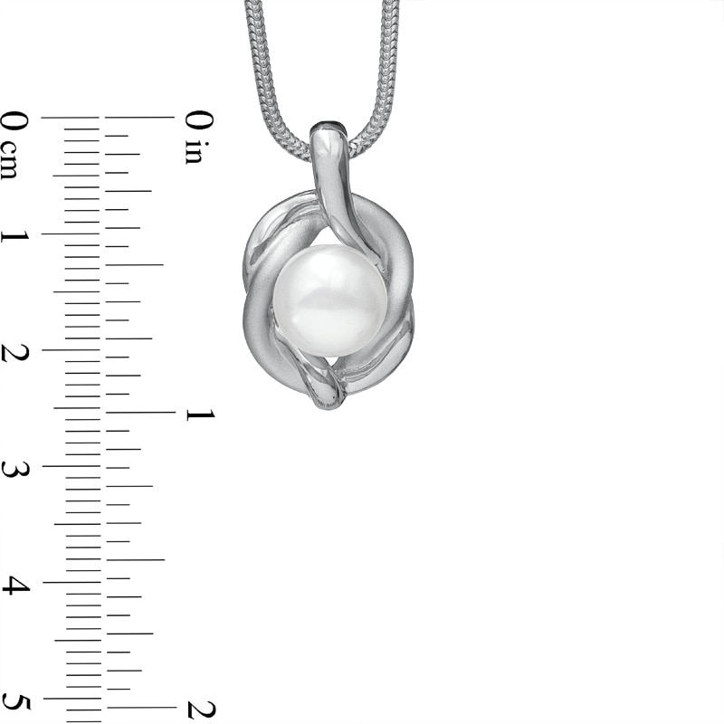Main Image 2 of Honora 9.5-10mm Button Freshwater Cultured Pearl Knot Pendant in Sterling Silver