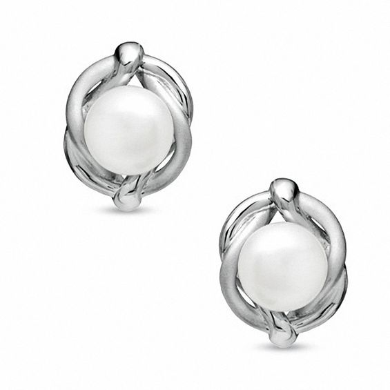 Honora 9.5-10mm Freshwater Cultured Pearl Knot Earrings in Sterling Silver