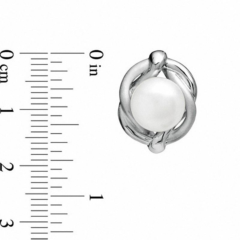 Main Image 2 of Honora 9.5-10mm Freshwater Cultured Pearl Knot Earrings in Sterling Silver