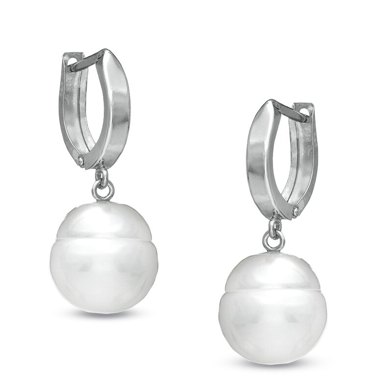 Main Image 1 of Honora 11- 12mm Cultured Freshwater Ringed Pearl Drop Earrings in Sterling Silver