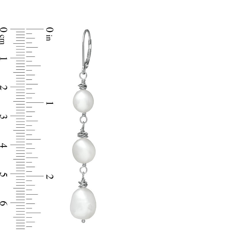 Honora 7.0 - 10.0mm Baroque Cultured Freshwater Pearl Drop Earrings in Sterling Silver