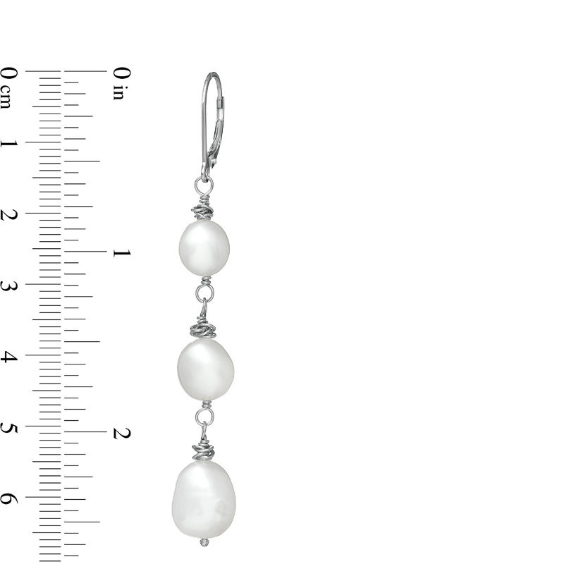 Main Image 2 of Honora 7.0-10.0mm Baroque Freshwater Cultured Pearl Drop Earrings in Sterling Silver