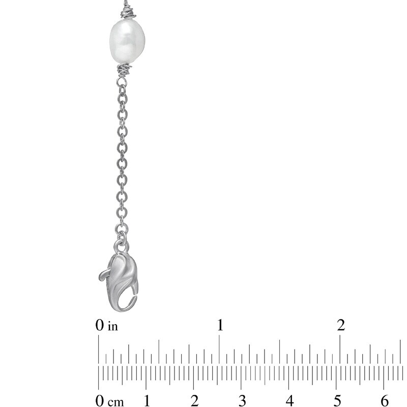 Main Image 2 of Honora 8.0-9.0mm Freshwater Cultured Pearl Station Necklace in Sterling Silver-36"