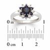 Thumbnail Image 2 of Lab-Created Sapphire and Diamond Accent Flower Pendant, Ring and Earrings Set in Sterling Silver - Size 7