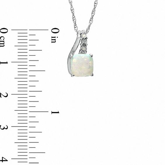 Cushion-Cut Lab-Created Opal and Diamond Accent Three Piece Set in Sterling Silver - Size 7
