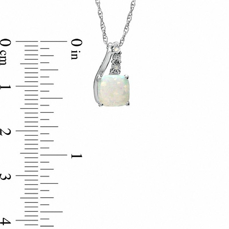 Main Image 3 of Cushion-Cut Lab-Created Opal and Diamond Accent Three Piece Set in Sterling Silver - Size 7