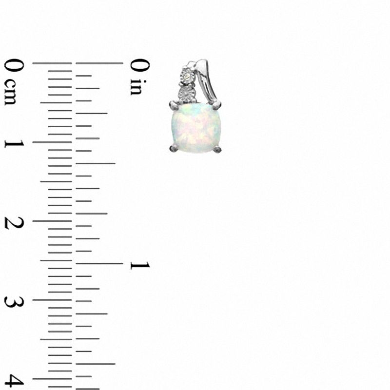 Main Image 4 of Cushion-Cut Lab-Created Opal and Diamond Accent Three Piece Set in Sterling Silver - Size 7
