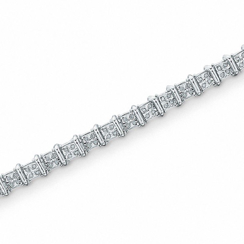Main Image 1 of 1/2 CT. T.W. Diamond Bar Bracelet in Sterling Silver
