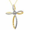 Thumbnail Image 1 of 1/4 CT. T.W. Enhanced Yellow and White Diamond Twist Cross Pendant in 10K Gold
