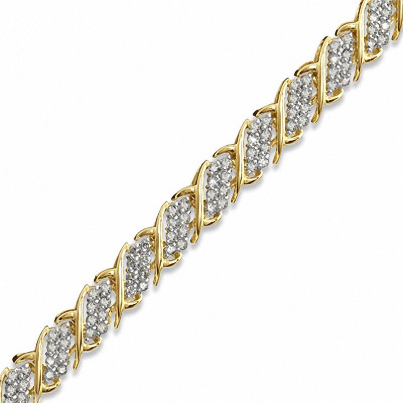 Main Image 1 of 2 CT. T.W. Diamond Swirl Bracelet in 10K Gold - 7.25"