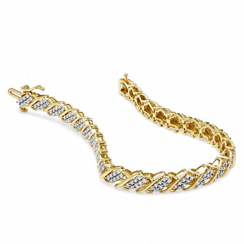 Main Image 2 of 2 CT. T.W. Diamond Swirl Bracelet in 10K Gold - 7.25"